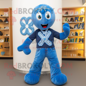 Blauer Maskottchen Kostüm...