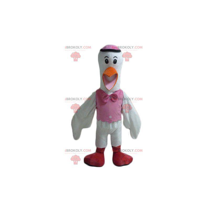 Storch Maskottchen weiß orange rosa und rot - Redbrokoly.com