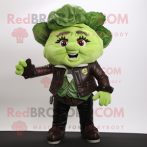 nan Cabbage mascot costume character dressed with a Biker Jacket and Handbags