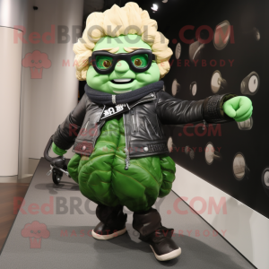 nan Cabbage mascot costume character dressed with a Biker Jacket and Handbags
