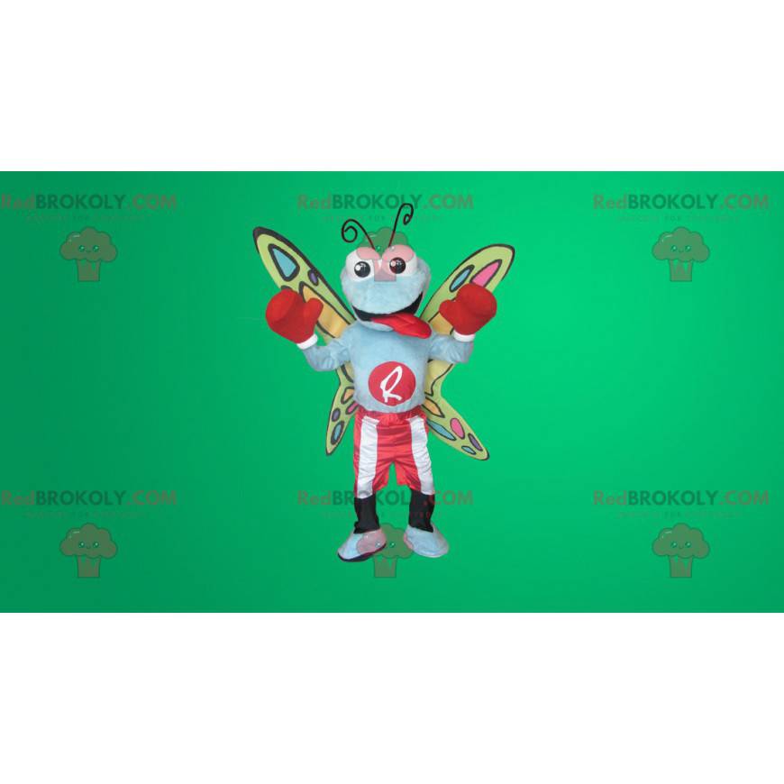 Mascotte farfalla colorata in abiti da boxe - Redbrokoly.com Mascotte farfalla colorata in abiti da boxe - Redbrokoly.com