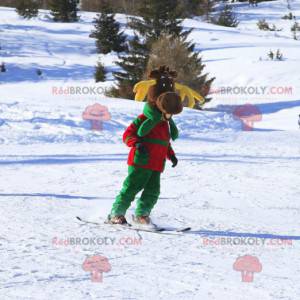 Brown reindeer mascot with yellow antlers - Redbrokoly.com
