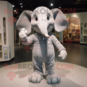 Gray Elephant mascot costume character dressed with a Rash Guard and Cufflinks