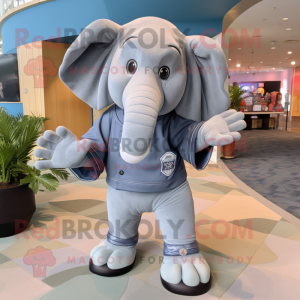 Gray Elephant mascot costume character dressed with a Rash Guard and Cufflinks