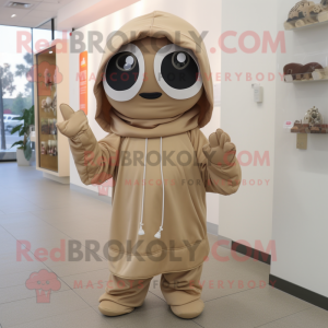 Tan Pho mascot costume character dressed with a Hoodie and Wraps