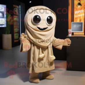 Tan Pho mascot costume character dressed with a Hoodie and Wraps