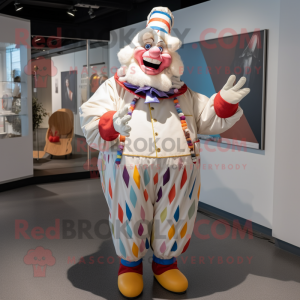 White Clown mascot costume character dressed with a Parka and Pocket squares