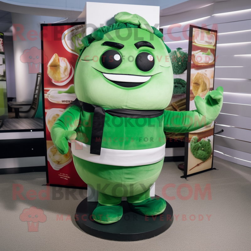 Green Sushi mascot costume character dressed with a Tank Top and Belts Green Sushi mascot costume character dressed with a Tank Top and Belts