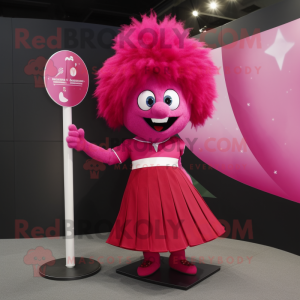 Magenta Knife Thrower mascot costume character dressed with a Ball Gown and Lapel pins