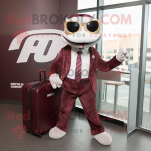 Maroon Python mascot costume character dressed with a Blazer and Briefcases