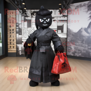 Sort Samurai maskot kostume...