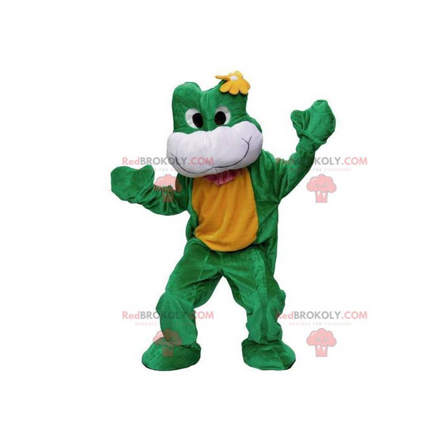 Mascot rana verde, blanca y amarilla - Redbrokoly.com
