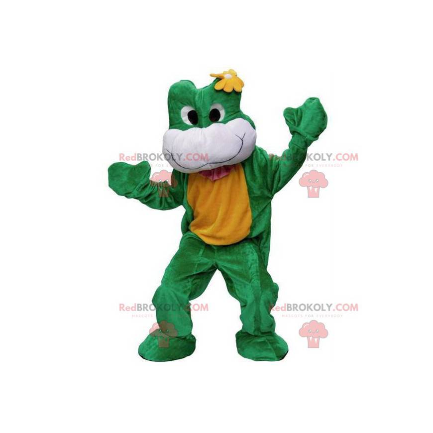 Mascotte de grenouille verte blanche et jaune - Redbrokoly.com