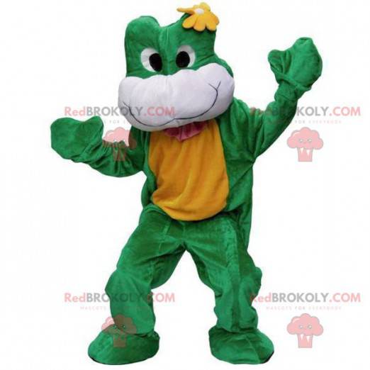 Mascotte de grenouille verte blanche et jaune - Redbrokoly.com