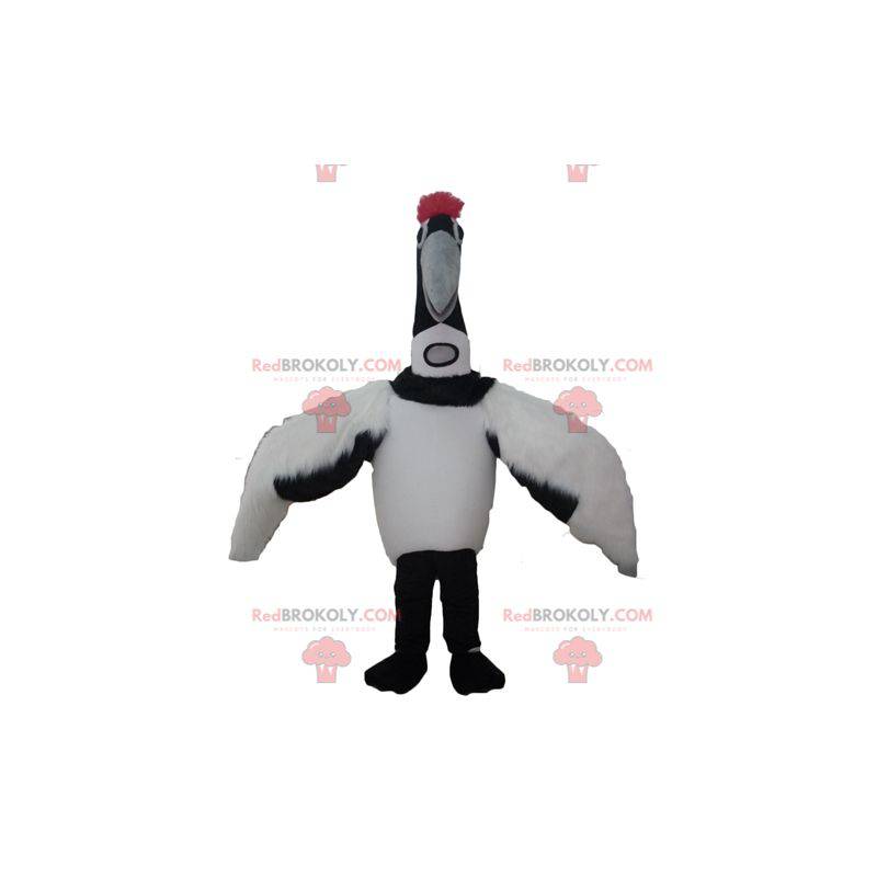 Grande uccello migratore mascotte uccello bianco e nero - Grande uccello migratore mascotte uccello bianco e nero -
