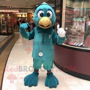 Teal Juggle maskot kostume...