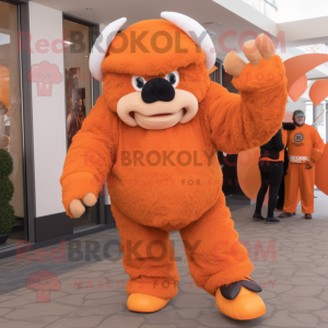 Orange Bison maskot kostume...