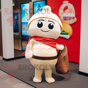 Beige Sushi mascot costume character dressed with a Polo Tee and Handbags