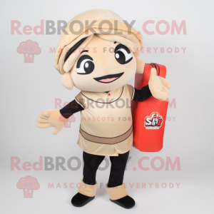 Beige Sushi maskot kostume...