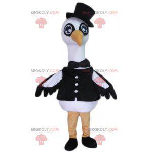 Stor sort-hvid fuglestork svane maskot - Redbrokoly.com