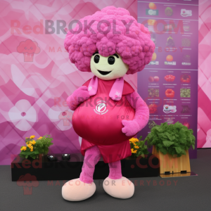 Pink Cauliflower mascot costume character dressed with a Bikini and Shawls