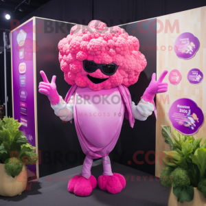 Pink Cauliflower mascot costume character dressed with a Bikini and Shawls