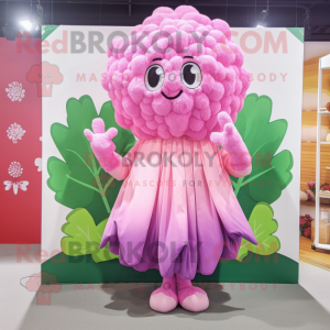 Pink Cauliflower mascot costume character dressed with a Bikini and Shawls