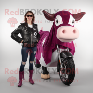 Magenta Hereford Cow maskot...