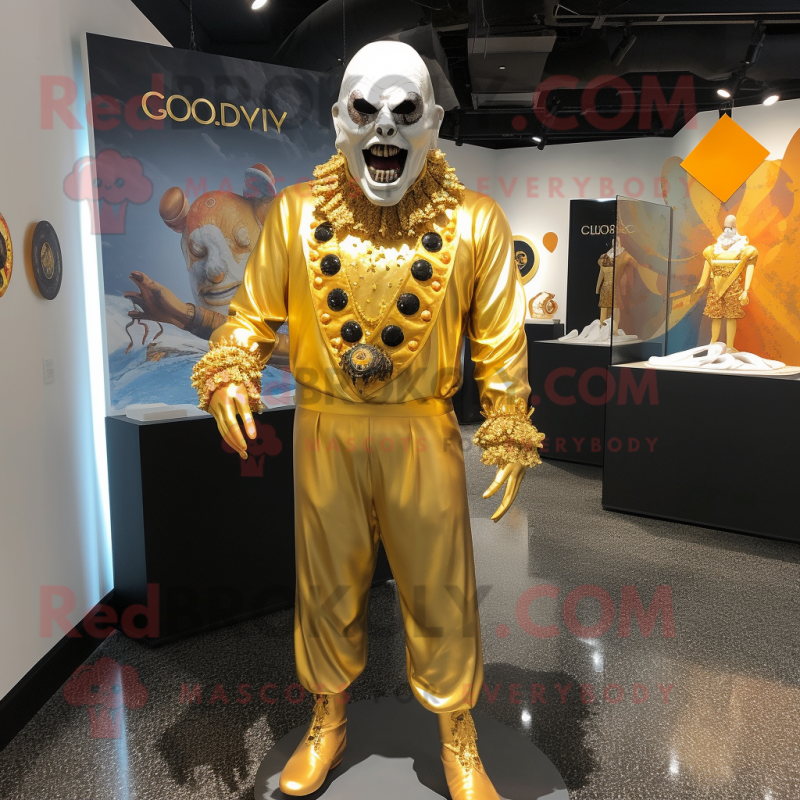 Gold Evil Clown mascot costume character dressed with a Swimwear and Cufflinks