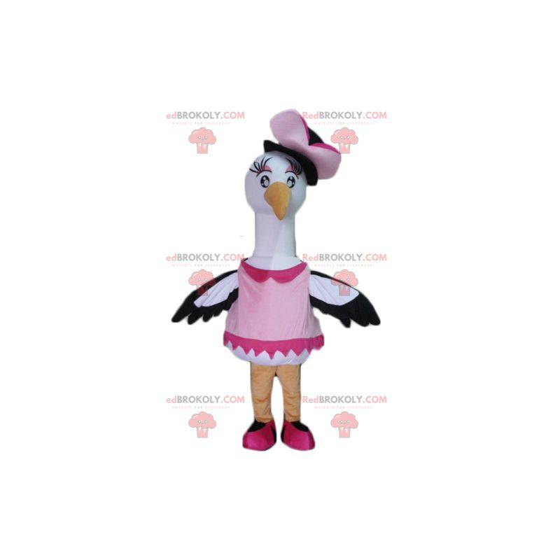 Großes Schwarzweiss-Vogelstorchschwanmaskottchen - Großes Schwarzweiss-Vogelstorchschwanmaskottchen -
