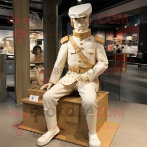 Cream Civil War Soldier mascot costume character dressed with a Playsuit and Anklets