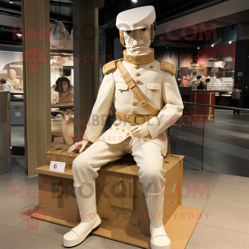 Cream Civil War Soldier mascot costume character dressed with a Playsuit and Anklets Cream Civil War Soldier mascot costume character dressed with a Playsuit and Anklets