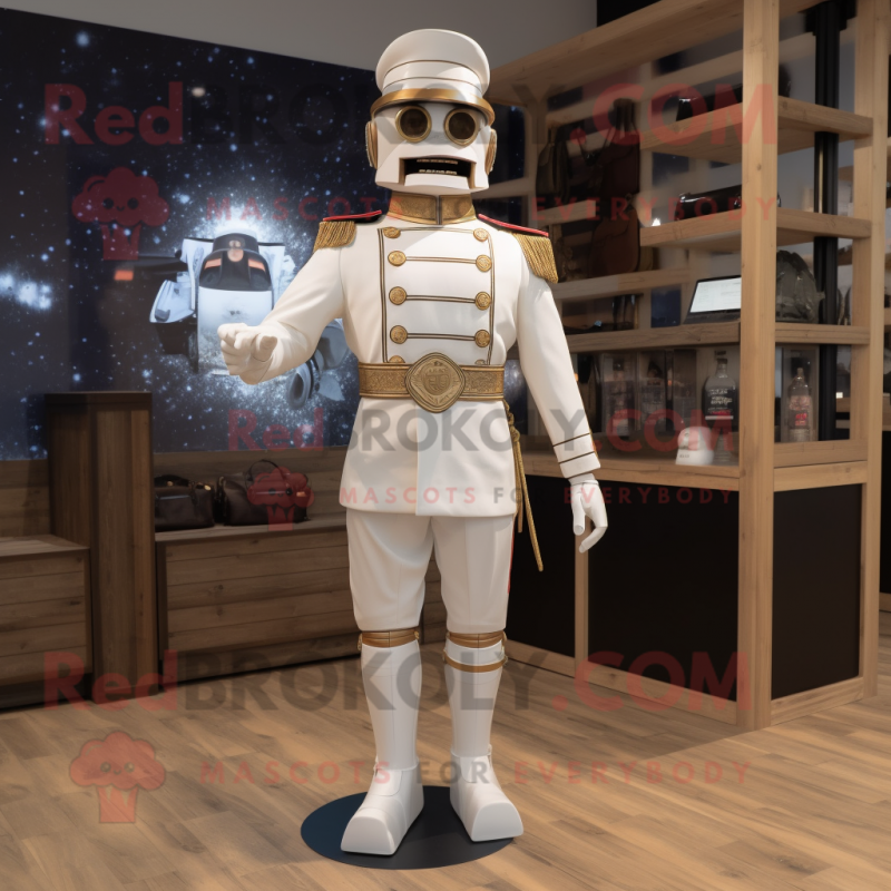 Cream Civil War Soldier mascot costume character dressed with a Playsuit and Anklets Cream Civil War Soldier mascot costume character dressed with a Playsuit and Anklets