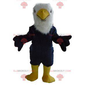 Mascot big blue white and yellow eagle all hairy -
