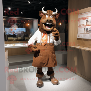 Brown Beef Stroganoff mascot costume character dressed with a Shorts and Cufflinks