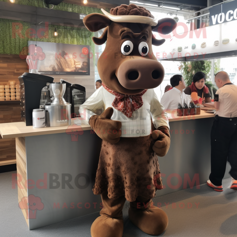 Brown Beef Stroganoff mascot costume character dressed with a Shorts and Cufflinks Brown Beef Stroganoff mascot costume character dressed with a Shorts and Cufflinks