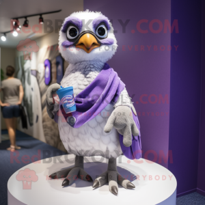 Lavender Falcon mascot costume character dressed with a Swimwear and Earrings