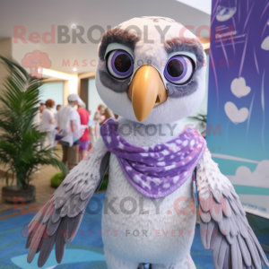 Lavender Falcon mascot costume character dressed with a Swimwear and Earrings