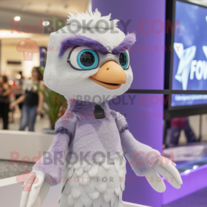 Lavender Falcon mascot costume character dressed with a Swimwear and Earrings