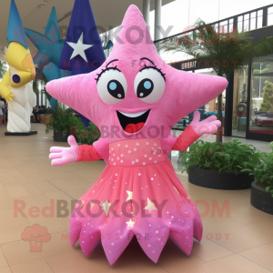 Rosa Starfish maskot drakt...