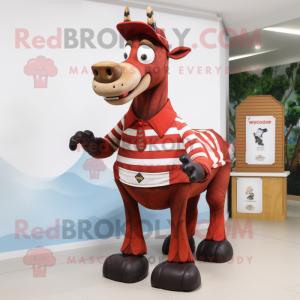 Rød Okapi maskot kostume...