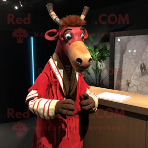 Rød Okapi maskot drakt...