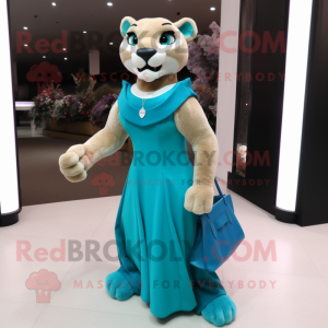 Cyan Mountain Lion maskot...