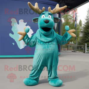 Teal Moose mascotte kostuum...