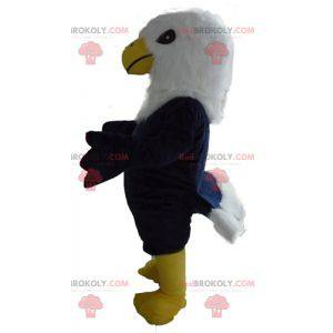 Mascot gran águila azul blanca y amarilla todo peludo -