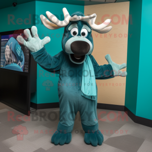 Teal Moose maskot kostume...