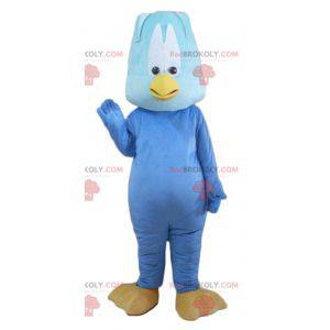 Mascotte uccello pulcino blu gigante e divertente -