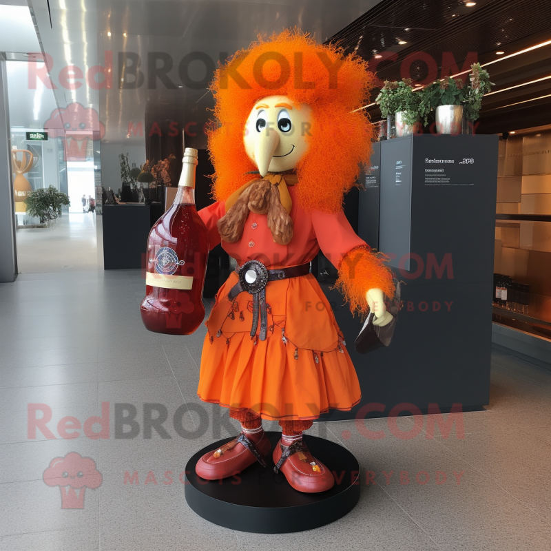 Orange Bagpipe mascot costume character dressed with a Cocktail Dress and Handbags