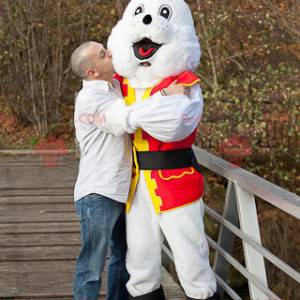 Mascotte de lapin blanc en costume de pirate - Redbrokoly.com