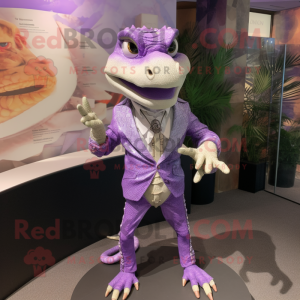 Lavender Lizard mascot costume character dressed with a Blazer and Bracelet watches